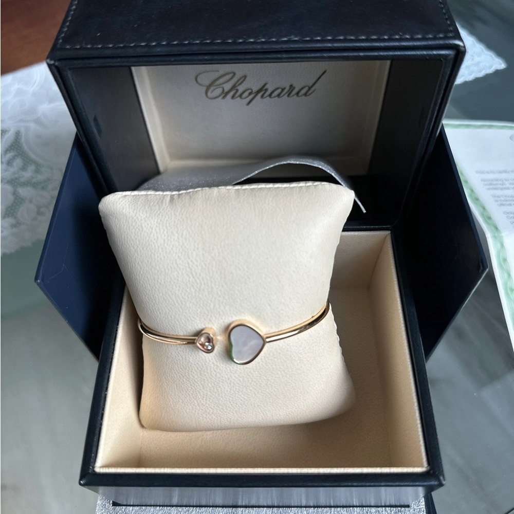 18K Chopard Happy Hearts Rose Gold Bangle Bracelet-10.5g - Picture 1 of 7